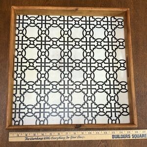 Black and White Geometric Square Tray With Handles